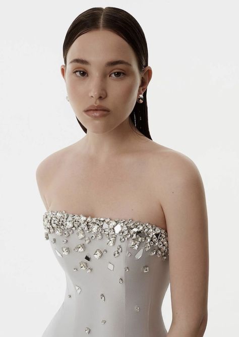 Rhinestone Embellished Dress, Nds The Label, Crystal Embellished Dress, Ropa Upcycling, Simple Gowns, Prom Queen, Party Attire, Fashion Drawing Dresses, Dream Wedding Ideas Dresses