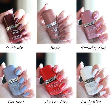 In a snap! Revlon Ultra HD! Snap nail polishes Revlon Ultra Hd Snap Nail Polish, Two Color Nails, Revlon Nail Polish, Nail Polish Colors Summer, Paris Nails, Nail Polish Swatches, Summer Nail Polish, Nail Polish Colors Fall, Green Nail Designs