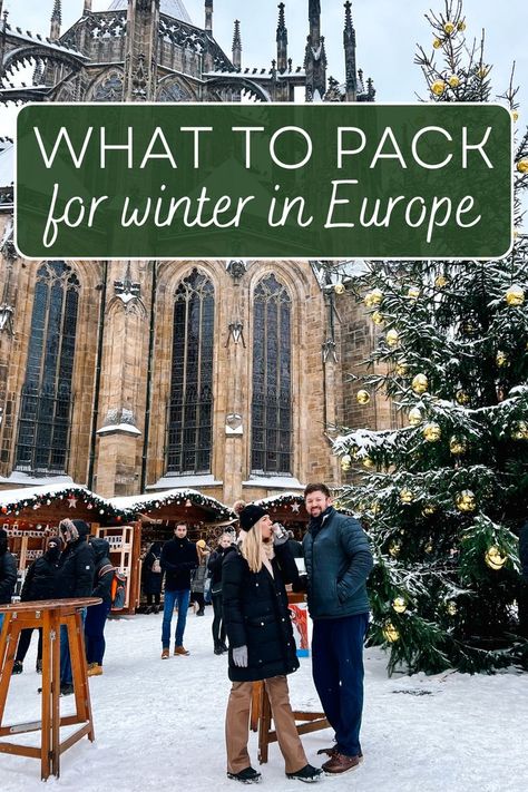 Read what to pack for winter in Europe including a complete list of outfit ideas. Europe Winter Packing, Winter Vacation Packing, Packing List For Europe, Backpacking List, Winter In Europe, Viking Cruise, Europe Packing, European Holiday, Winter Packing List