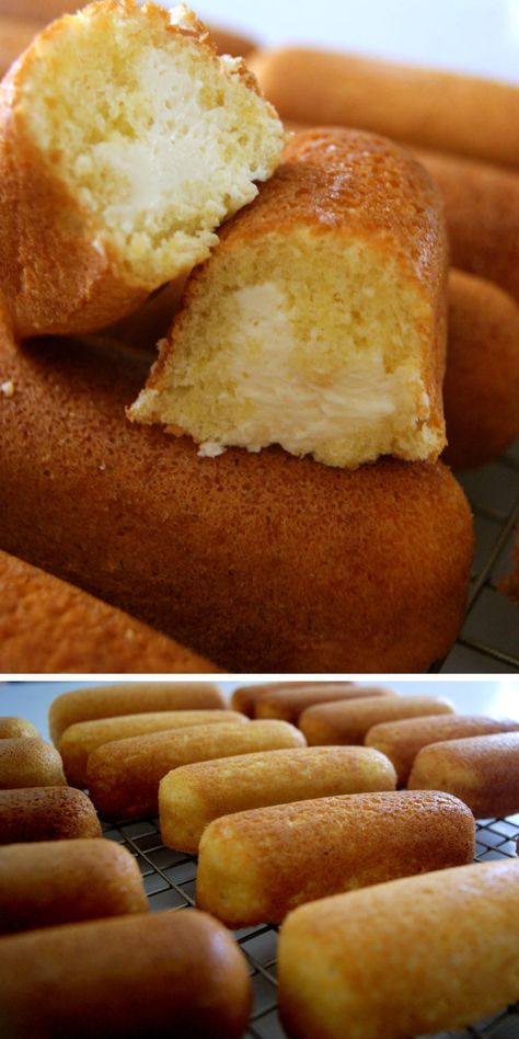 Homemade Twinkies, Twinkies Recipe, Twinkie Cake, Marshmallow Frosting, American Desserts, Bake Goods, Vanilla Cake Recipe, Bread Making, Chiffon Cake