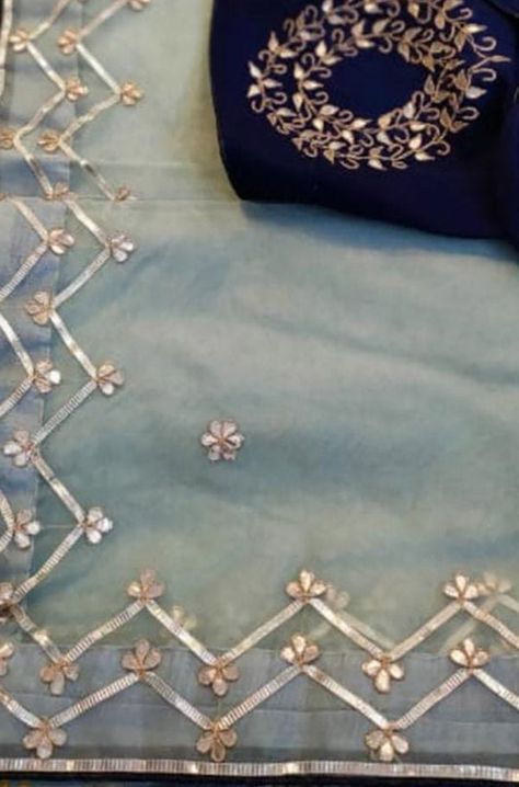 Dupatta Designs Ideas, Duppattas Designs Ideas, Gotapatti Work, Velvet Gowns, Gotta Patti Work, Metal Embroidery, Gota Patti Saree, Gota Patti Work, Lace Suit