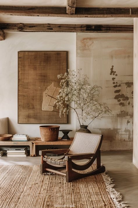 Wabi Sabi Chair Design, Wabi Sabi Lounge, Japanese Wabi Sabi Interior, Zen Lounge, Wabi Sabi House, Wabi Sabi Interior, Wabi Sabi Decor, Dream Interior, Japandi Design