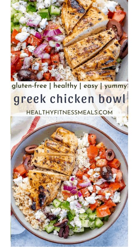 Greek Chicken Bowl Keto Chicken Bowl Recipes, Greek Chicken Rice Bowls Healthy, Medditeranean Chicken Bowl, Barbecue Chicken Bowl, Luna Grill Santorini Bowl Recipe, Greek Chicken Quinoa Bowl, Healthy Greek Chicken Bowls, Greek Chicken Bowls With Tzatziki, Greek Chicken Orzo Bowl