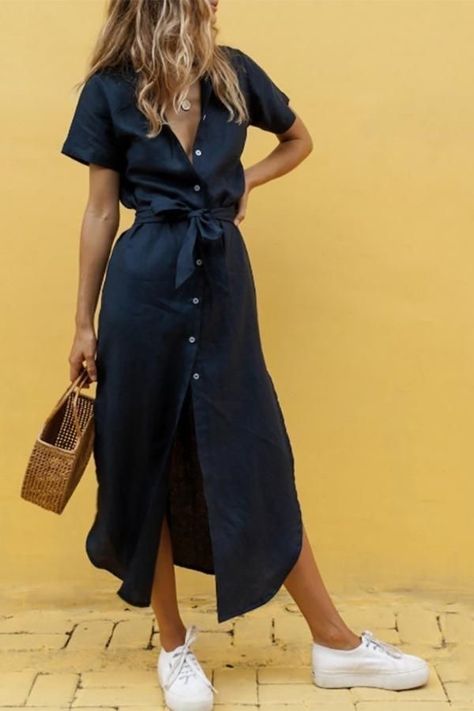 Summer Work Dresses, Look Boho Chic, Shirt Dress Summer, Elegante Casual, Mode Casual, Short Sleeve Maxi Dresses, Cool Summer, Mode Inspo, Maxi Dress With Sleeves