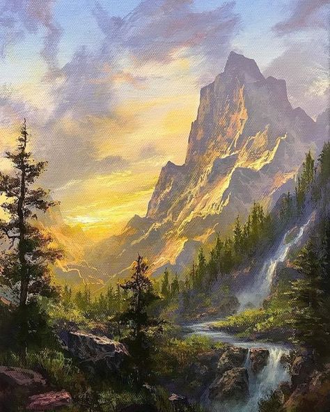 Nature Paintings Acrylic, Beautiful Landscape Paintings, Mountain Landscape Painting, Oil Painting Nature, Beautiful Art Paintings, Scenery Paintings, Landscape Paintings Acrylic, Canvas Painting Landscape, Landscape Art Painting