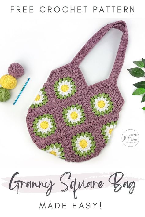 This Crochet Bag Free Pattern has been meticulously designed to ensure absolute clarity, with easy-to-follow instructions, detailed diagrams and a comprehensive video tutorial demonstrating every step. There's no chance you'll get lost with this Crochet Granny Square Bag Pattern. 13 Granny Square Bag Pattern, Crochet Bag Pattern Diagram, Crochet Granny Purse, Granny Square Bag Crochet Pattern Free, Easy Crochet Handbags Free Pattern, Crochet Granny Square Bag Tutorials, Granny Square Flower Bag, Free Granny Square Bag Pattern, 13 Granny Square Bag