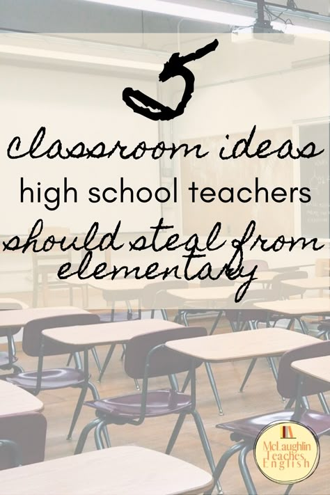 5 Classroom Ideas for High School - McLaughlin Teaches English Classroom High School Decor, Fun High School Classroom Decor, Literature Classroom, Junior High School Classroom Design, Grade 9 Classroom Decor, High School Room Ideas, Teaching Theme High School English, Homeroom Classroom Ideas, High School Teacher Classroom Ideas