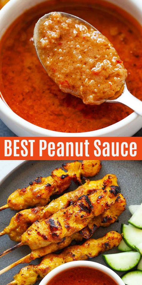 Best Peanut Sauce, Satay Sauce Recipe, Asian Peanut Sauce, Peanut Satay Sauce, Peanut Satay, Homemade Peanut Sauce, Satay Recipe, Peanut Sauce Recipe, Spicy Peanut Sauce