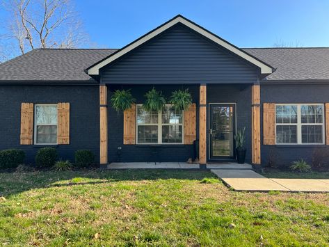 Painted black house, diy shutters and posts!