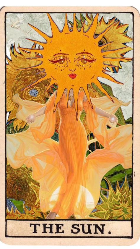 Spiritual Sun Wallpaper, Spiritual Sun Art, Moon And Sun Art Aesthetic, Stars And Sun Aesthetic, Sun Tarot Card Aesthetic, The Sun As A Person Art, Sun Personality Aesthetic, Sun Queen Art, The Sun Tarot Card Aesthetic