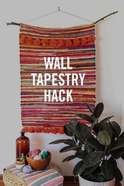 How to Hang a Tapestry | Apartment Therapy Tapestry On Wall, Wall Tapestry Diy, Tapestry Hanger, Diy Tapestry, Wool Wall Hanging, Diy Dresser Makeover, Fabric Tapestry, Textile Wall Hangings, Rug Wall Hanging