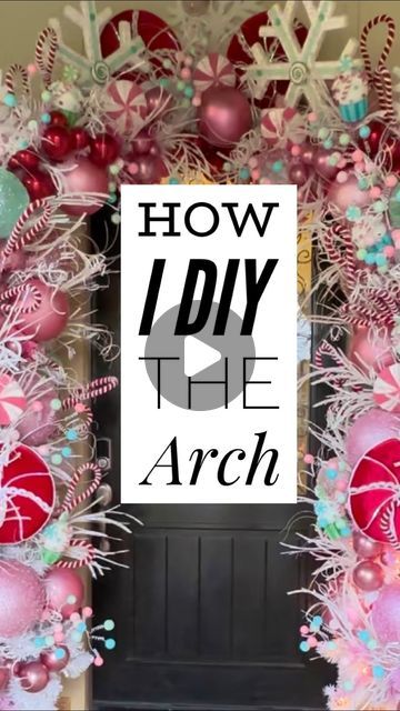 Ba Bam Wreaths on Instagram: "DIY an arch…. No problem😉 You just need 2 skinny trees and a wreath base….. plus crates for height. This is my formula…. It holds up…. Been doing this for many seasons. I hope this helps you in your holiday decor. Please stay tuned to see more videos on the steps to decorating my entry for Christmas.🎄🩷🎄 #diychristmas #christmasdecor #christmastree #christmasdecorations #frontporchentry #holidaydecor #arch #homedecor #diy #babamwreaths" Ornament Arch Diy, Christmas Tree Arch, Ba Bam Wreaths, Mesh Garland, Christmas Arch, Christmas Decorations Wreaths, Wreath Base, Diy Tree, Please Stay