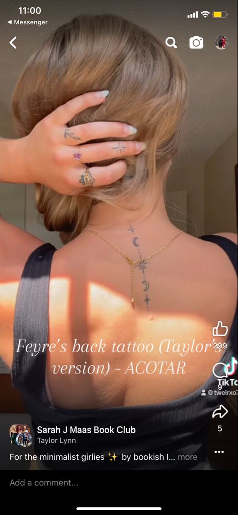 Acotar Simple Tattoo, Dainty Acotar Tattoo, Small Acotar Tattoo Ideas, Subtle Acotar Tattoo, Acotar Tatoos Ideas, Romantasy Tattoo, Feyre Back Tattoo Acotar, Ataraxia Tattoo Acotar, Suriel Acotar Tattoo