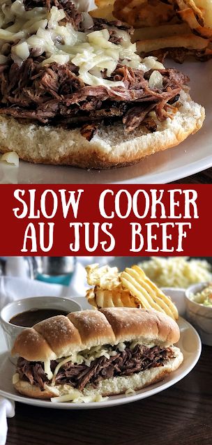 Beef French Dip, Roast Beef Au Jus, Roast Beef Sandwich Recipes, French Dip Recipes, Beef Au Jus, Au Jus Recipe, Onion Soup Mix Recipe, Shredded Beef Recipes, Beef Sandwich Recipes