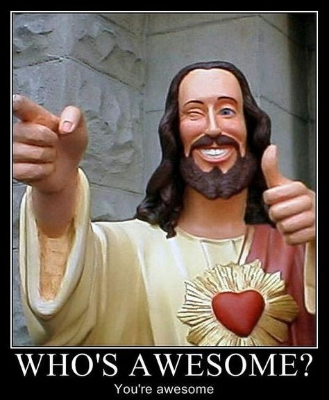 Buddy Christ Buddy Christ, Jesus Meme, Jesus Memes, Jesus Statue, Jesus Funny, Birthday Songs, Jesus Images, Christian Humor, Flirting Memes