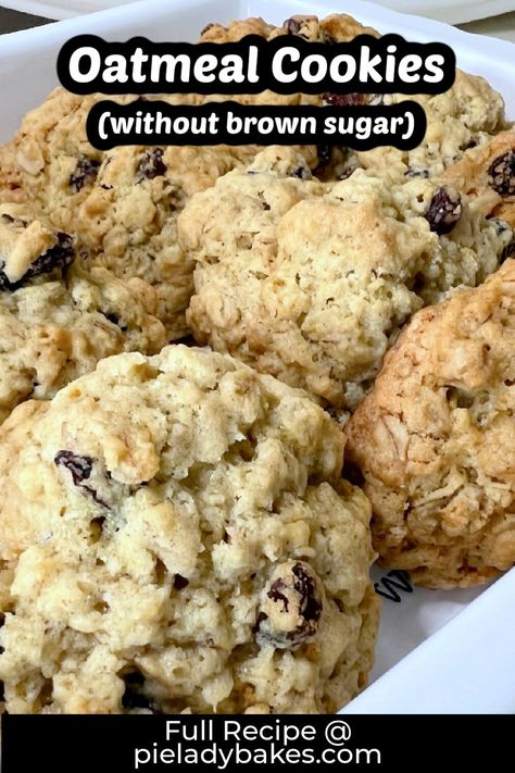 Irresistible Oatmeal Cookie Recipe (No Brown Sugar) Easy Oatmeal Chocolate Chip Cookies, Brown Sugar Oatmeal Cookies, Chewy Oatmeal Cookies Recipe, Chewy Oatmeal Cookie, Cookies Without Brown Sugar, Chewy Oatmeal Chocolate Chip Cookies, Oatmeal Dessert, Oatmeal Cookie Recipe, Oatmeal Chocolate Chip Cookie Recipe