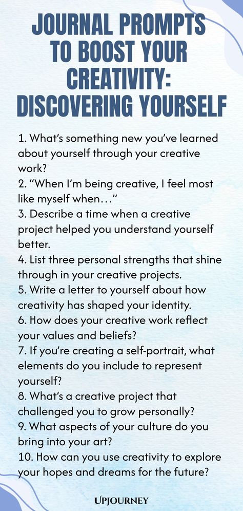 Explore these inspiring journal prompts that will ignite your creativity and help you dive deep into self-discovery. Reflect, imagine, and unleash your inner artist with "Journal Prompts to Boost Your Creativity: Discovering Yourself." Start the journey today! Prompt Questions Journal Ideas, Daily Journal Ideas Writing Prompts, Higher Self Journal Prompts, Journal Prompts Fun, Self Journal Prompts, Creative Journal Prompts, Deep Journal Prompts, Journaling Images, Self Discovery Journal Prompts