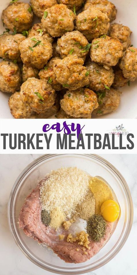 Elevate your dinner game with these savory turkey meatballs, a delightful homemade recipe that's perfect for any occasion. Packed with flavor and easy to make, these meatballs are a healthier twist on a classic favorite. Whether you're serving them with pasta, in a sub, or as a tasty appetizer, they're sure to be a hit with family and friends. Enjoy the comforting taste of home-cooked goodness with every bite. Terriyaki Meatballs Turkey, Garlic Parm Turkey Meatballs, Meatball Recipes Ground Turkey, Ground Turkey Hamburger Recipes, Turkey Meatball Sandwich Recipes, Ground Turkey Snacks, Easy Recipes Ground Turkey, What Can I Do With Ground Turkey, Meatballs With Ground Turkey