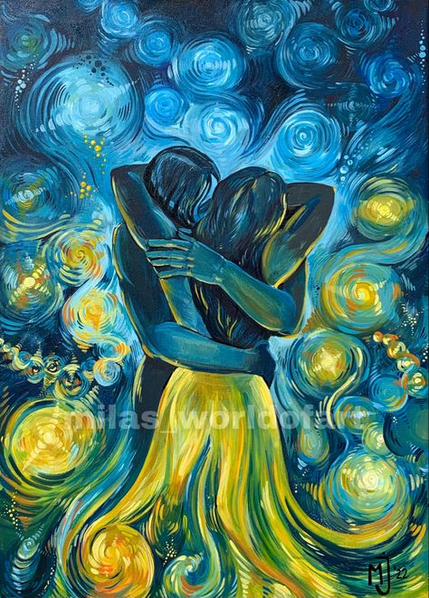 Acrylic, abstract painting on canvas :) Two Souls Painting, Power Art Theme, Art Based On Love, Soul Art Painting, Soul Ties Art Painting, Drawings Representing Love, Canvas Composition Paintings, Art That Represents Love, Abstract Feelings Paintings