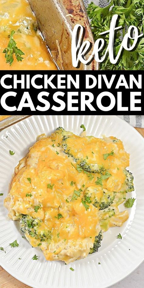 Low Carb Chicken Divan Casserole, Keto Chicken Devan, Chicken Divan Healthy, Keto Chicken Rotisserie Recipes, Chicken Divan Keto, Keto Chicken Divan Casserole, Low Carb Chicken Divan, Chicken Casserole Recipes For Dinner Healthy Low Carb, Rotisserie Chicken Recipes Leftover Healthy Keto