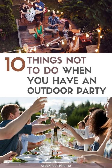 Celebrate good weather with an outdoor party. You want any party you host to go smoothly, so be prepared in all aspects of planning is essential. Whether you're having a pool party, a backyard barbecue, or a rooftop gathering, avoid these mistakes to make sure your guests are having fun. Decorating Backyard For Party, Basic Bar Setup For Party, Outdoor Party Must Haves, Outdoor Party Hacks Summer, Summer Party Decorations Backyards, Hosting Backyard Party, Hosting Outdoor Party Tips, Backyard Barbecue Party Ideas, Backyard Party Setup Tables