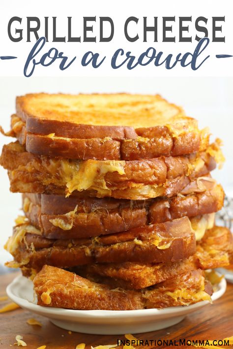 Grilled Cheese Baked In Oven, Grill Cheese In The Oven, Baked Mini Grilled Cheese, Grilled Cheese With Shredded Cheese, Grilled Cheese Recipes Oven, Grilled Cheese Sheet Pan, Party Grilled Cheese, Baked Cheese Sandwich, Grilled Cheese For Large Group