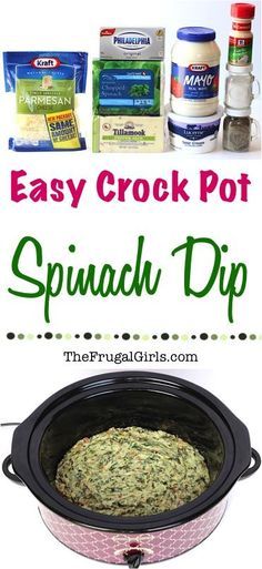 Crock Pot Spinach Dip, Spinach Dip Crockpot, Spinach Dip Easy, Appetizers Easy Dips, Slowcooker Recipes, Crock Pot Dips, Dip Easy, Spinach Dip Recipe, Easy Dips