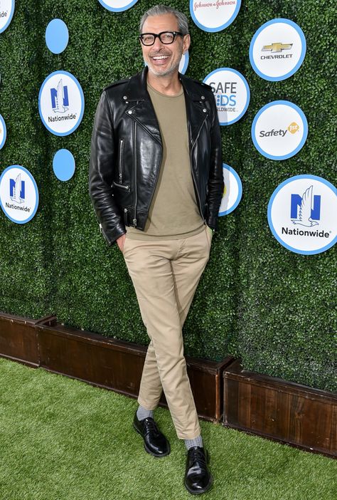 Jeff Goldblum's Style: 15 Ways To Get The Look | FashionBeans Jeff Goldblum Style, Leather Jacket Outfit Men, White Linen Suit, Mens Casual Outfits Summer, Best Dressed Man, Leather Jacket Outfits, Sharp Dressed Man, Leather Jacket Men, Mens Street Style