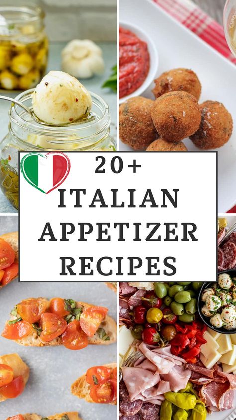 These 24 Italian appetizer recipes  are perfect for any occasion, whether you're hosting a holiday gathering or a casual get-together. Party Appetizers Italian, Italian Appetizers Authentic, Authentic Italian Appetizers Italy, Easy Italian Finger Foods, Date Night Starters Recipes, Tour Of Italy Theme Party Food, Italian Night Dinner Party Appetizers, Italian Food Bridal Shower Ideas, Italy Christmas Food