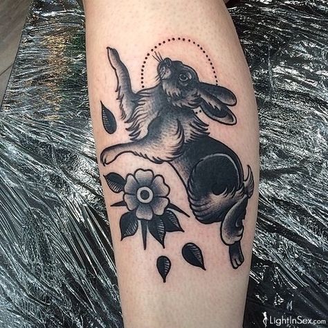 by @scottmove // #blxckink #blackwork #dotwork #linework #traditional #black… Traditional Tattoo Rabbit, Black Rabbit Tattoo, Hase Tattoos, White Rabbit Tattoo, Black And White Rabbit, Rabbit Tattoo, Bunny Tattoos, Illustration Tattoo, Tattoo Prices