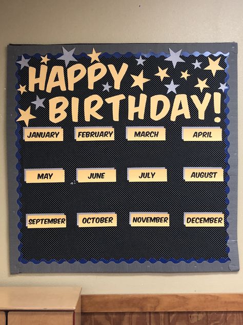 Ideas For Class Board Decoration, Birthday Charts For High School, Birthdays Board Classroom, Birthday Chart Ideas For Office, Happy Birthday Corner For Classroom, Happy Birthday Chart Ideas, Cute School Board Ideas, Birthdays Charts Classroom, Birthday Employee Board