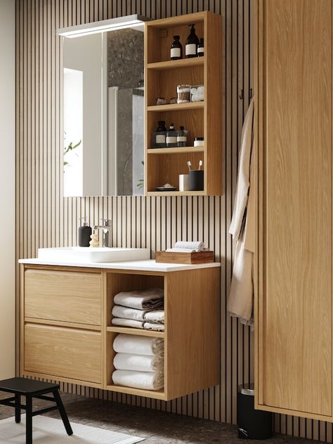 ÄNGSJÖN bathroom Ikea Godmorgon, Open Cabinet, Bathroom Retreat, Ikea Bathroom, Wash Stand, Drawer Divider, Open Cabinets, Ideal Bathrooms, Bathroom Solutions