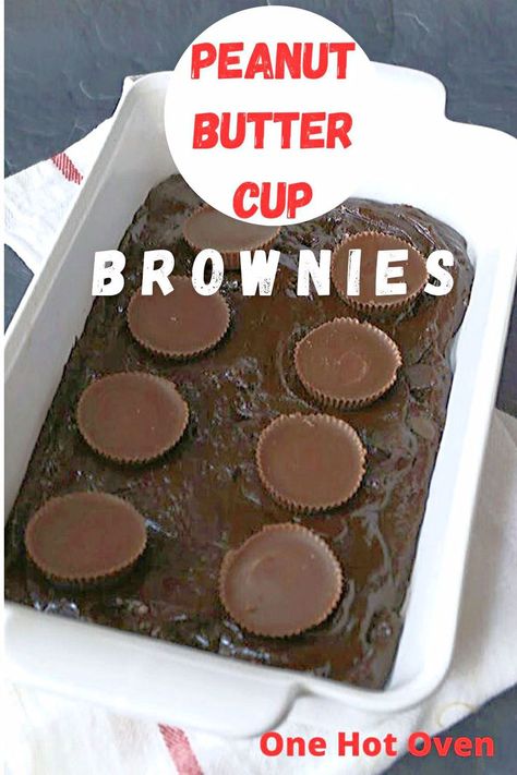 Boxed Brownie Recipes, Peanut Butter Brownies Recipe, Brownie Mix Recipes, Peanut Butter Cup Brownies, Brownie Desserts Recipes, Reese's Peanut Butter Cups, Brownie Cups, Decadent Chocolate Desserts, Quick Dessert