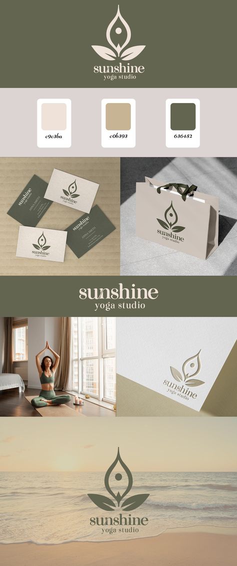 Yoga Studio Logo and Brand Identity :: Behance Yoga Packaging Design, Private Yoga Room, Yoga Studio Logo Ideas, Yoga Studio Colors, Yoga Logo Design Brand Identity, Yoga Studio Brand Identity, Pilates Logo Design Graphics, Yoga Studio Logo Design, Yoga Font