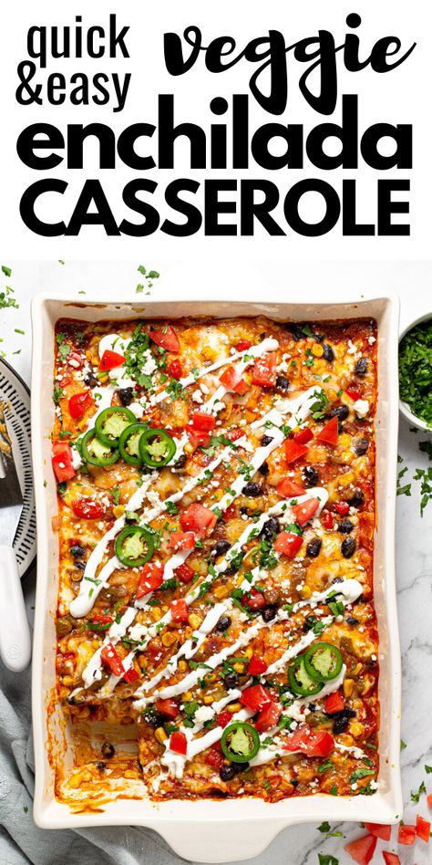 Lasagna Layers, Vegetarian Enchilada, Vegetarian Enchilada Casserole, Easy Enchilada Casserole, Veggie Enchiladas, Enchilada Bake, Vegetarian Casserole, Mexican Lasagna, Vegetarian Enchiladas