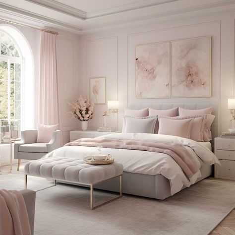 How to Choose Colors and Textures for a Romantic Bedroom Ambiance • 333+ Art Images Modern Pastel Bedroom, Pink Bedroom Accessories, Mauve Bedroom, Moody Romantic Bedroom, Blush Pink Bedroom, Pastel Bedroom, Feminine Bedroom, Bedroom Ambiance, Romantic Bedroom