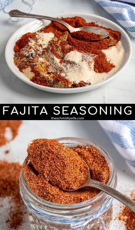 How to make Homemade Fajita Seasoning! Easy to make at home this fajita seasoning leaves all the preservatives found in store bought seasoning out! Perfect for chicken, steak, and veggie fajitas! Home Made Fajita Seasoning, Steak Fajitas Seasoning Recipe, Homemade Chicken Fajita Seasoning, Easy Fajita Seasoning, Fajita Seasoning Recipe Steak, Chicken Fajitas Stove Top, Diy Fajita Seasoning Easy, Chicken Fajitas Seasoning Recipe, Steak Seasoning Recipes Easy