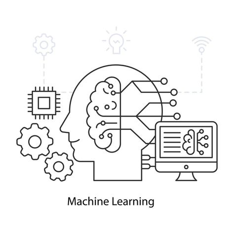 Trendy design illustration of machine learning Machine Learning Illustration, Machine Learning Deep Learning, Learning Design, Machine Learning Models, Deep Learning, Machine Design, Illustration Inspiration, Cover Pages, Cartoon Illustration