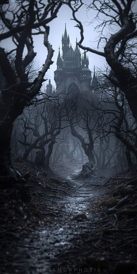 Creepy Fantasy Forest, Vampire Castle, Dark Atmosphere, Spooky Castles, Dark Castle, Gothic Castle, Haunted Forest, Castle Aesthetic, Haunted Castle