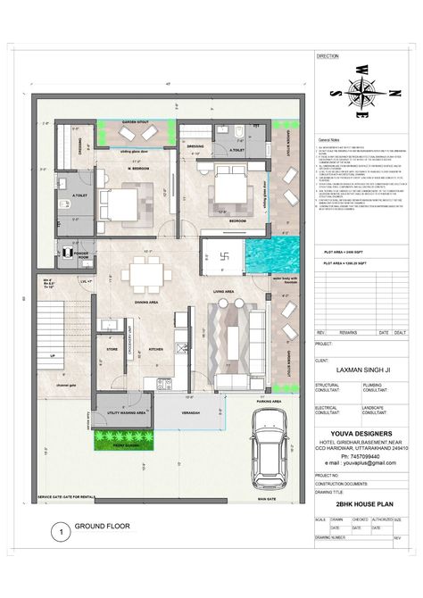 40x60 House Plans, Smart House Plans, Residential Plan, Bungalow Plan, 30x50 House Plans, Floor Planning, Duplex Floor Plans, 2bhk House Plan, Dubai Architecture