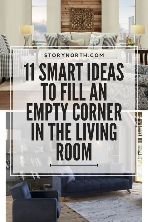 Make the most of your living room space with these smart ideas to fill those empty corners. From cozy reading nooks to stylish plant displays, you'll love these tips! #livingroomdecor #homedesign #interiors #DIYideas #smallspaces #HomeImprovement Reading Corner In Living Room Ideas, Fill Corner Space Living Room, How To Use Corner Space In Living Room, Extra Living Room Space Ideas Layout, Small Living Room Nook Ideas, Ottoman In Corner Of Room, Styling Awkward Corners, Small Corner Seating Area, Separate Seating Areas In Living Room