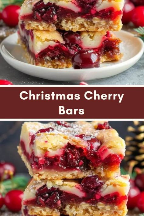 Christmas Cherry Bars Cherry Recipes Dessert, Cherry Pie Bars, Cherry Bars, Cherry Desserts, Dessert Bar Recipe, Cherry Recipes, Pie Bar, Cherry Pie Filling, Cookie Bar Recipes