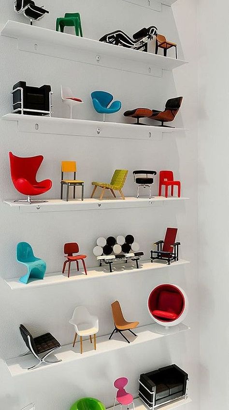 The collection is perfect. Now all it needs is a mini in each chair! | NפISƎp inspiration for the planning of the The Mini Museum | Miniature Designer Chair Collection_ *_* https://emfurn.com/collections/vintage-chic Mini Chair, Iconic Chairs, Design Blogs, Chaise Design, Miniature Furniture, Doll Furniture, Design Case, Dollhouse Furniture, Lps