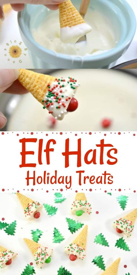 Holiday Treats Recipes, Elf Hats, Easy Holiday Treats, Xmas Treats, Easy Christmas Treats, Christmas Candy Recipes, Dessert Party, Holiday Snacks, Christmas Food Desserts