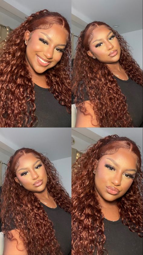 Red Head On Black Women, Ginger Hair Mixed Women, Full Head Color Ideas, Fall Curly Hair Color Black Women, Dark Ginger Curly Hair Black Women, Colors To Dye Curly Hair Natural Curls, Ginger On Curly Hair, Hair Color Ideas Mixed Women, Ginger Hair On Tan Skin Curly Hair