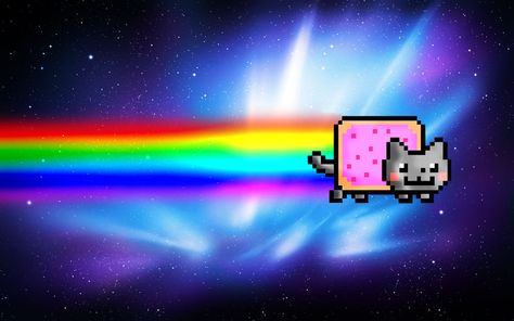 Nyan Cat Wallpaper for Computer | Nyan Cat Wallpaper by ~ExplosivePixel on deviantART Scenecore Wallpaper Desktop, Scene Kid Wallpaper Desktop, Scene Kid Wallpaper, Tac Nayn, Scenecore Wallpaper, 2010 Nostalgia, 2000s Internet, Nya Cat, Scene Wallpaper