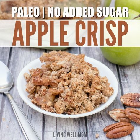 Pecan apple crisp is an easy homemade dessert that tastes just as good as your favorite apple crumble. Low-sugar or sugar-free depending on which recipe you follow, this baked apple crisp is perfect for paleo, whole 30, and every diet in between. Apple Crisp Simple, Sugar Free Apple Crumble, Apple Crumble Recipe Easy, Healthy Apple Crisp Recipe, Baked Apple Crisp, Sugar Free Apple Crisp, Paleo Mediterranean, Green Apple Recipes, Gluten Free Dairy Free Recipes Dinner