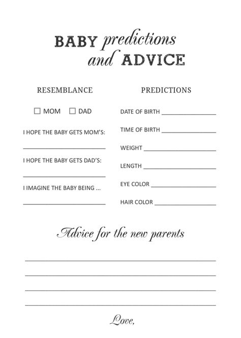 Free Printable Baby Prediction and Advice Cards | Baby Shower Games Classy Gender Reveal Ideas, We Can Bearly Wait Baby Shower Games, Baby Predictions Printable, Baby Shower Prediction Cards, Baby Prediction Cards, Free Printable Baby Shower Games, Baby Shower Advice Cards, Baby Shower Game Cards, Baby Shower Advice