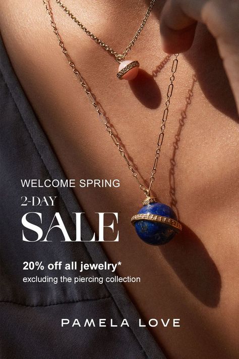 Celebrate Spring with new jewelry. For only 2-days, enjoy 20% off all jewelry (excluding piercing collection). Offer applied automatically at checkout. Saturn Jewelry, Saturn Pendant, Paper Beads Necklace, Dagger Earrings, Lapis Jewelry, Charm Choker Necklace, Lapis Necklace, Pamela Love, Diamond Jewelry Necklace