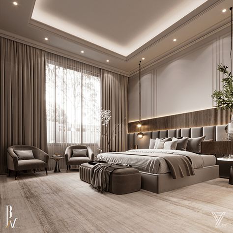 𝙉𝙚o-𝘾𝙡𝙖𝙨𝙨𝙞𝙘 𝙈𝙖𝙨𝙩𝙚𝙧𝙗𝙚𝙙𝙧𝙤𝙤𝙢 on Behance Neo Classical Bedroom, Modern Classic Bedroom, Classical Bedroom, Bedroom Design Luxury, Ceiling Pop, Classic Bedroom Design, Bedroom Hacks, Big Bedrooms, Bedroom Cozy